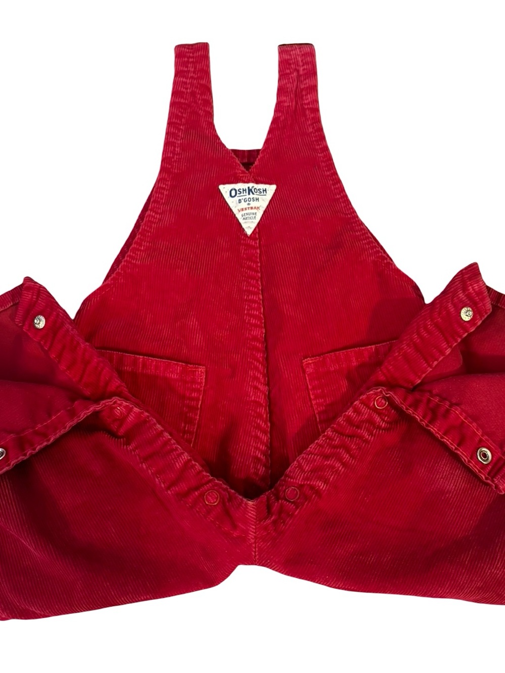 Vintage Vestbak Genuine Article OshKosh B'gosh Red Corduroy Kids Overalls - Picture 4 of 8